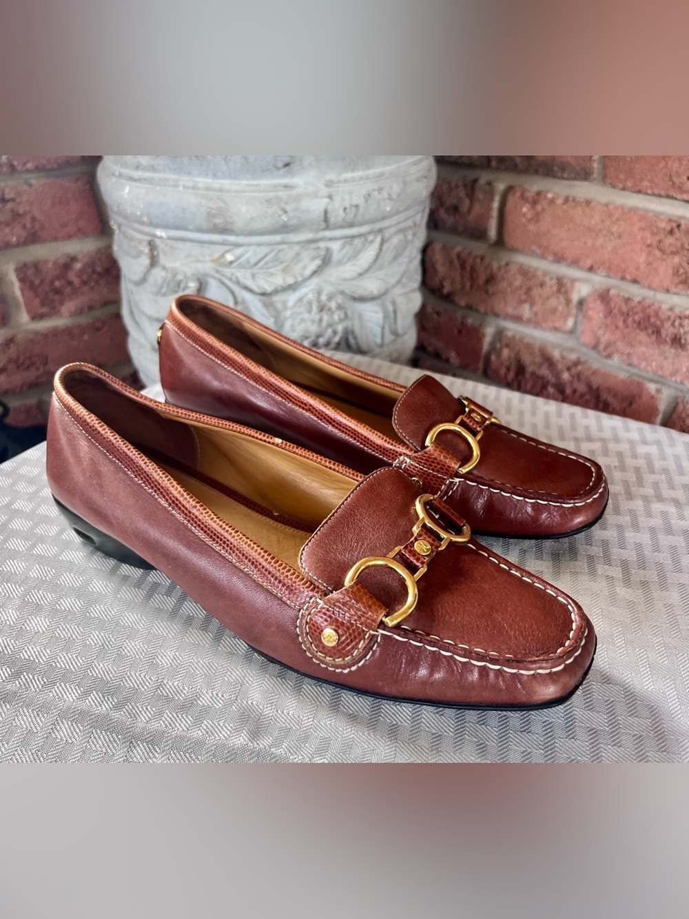 Vintage Cole Haan Nike Air Treva Brown Leather Horsebit Loafers Size 7B